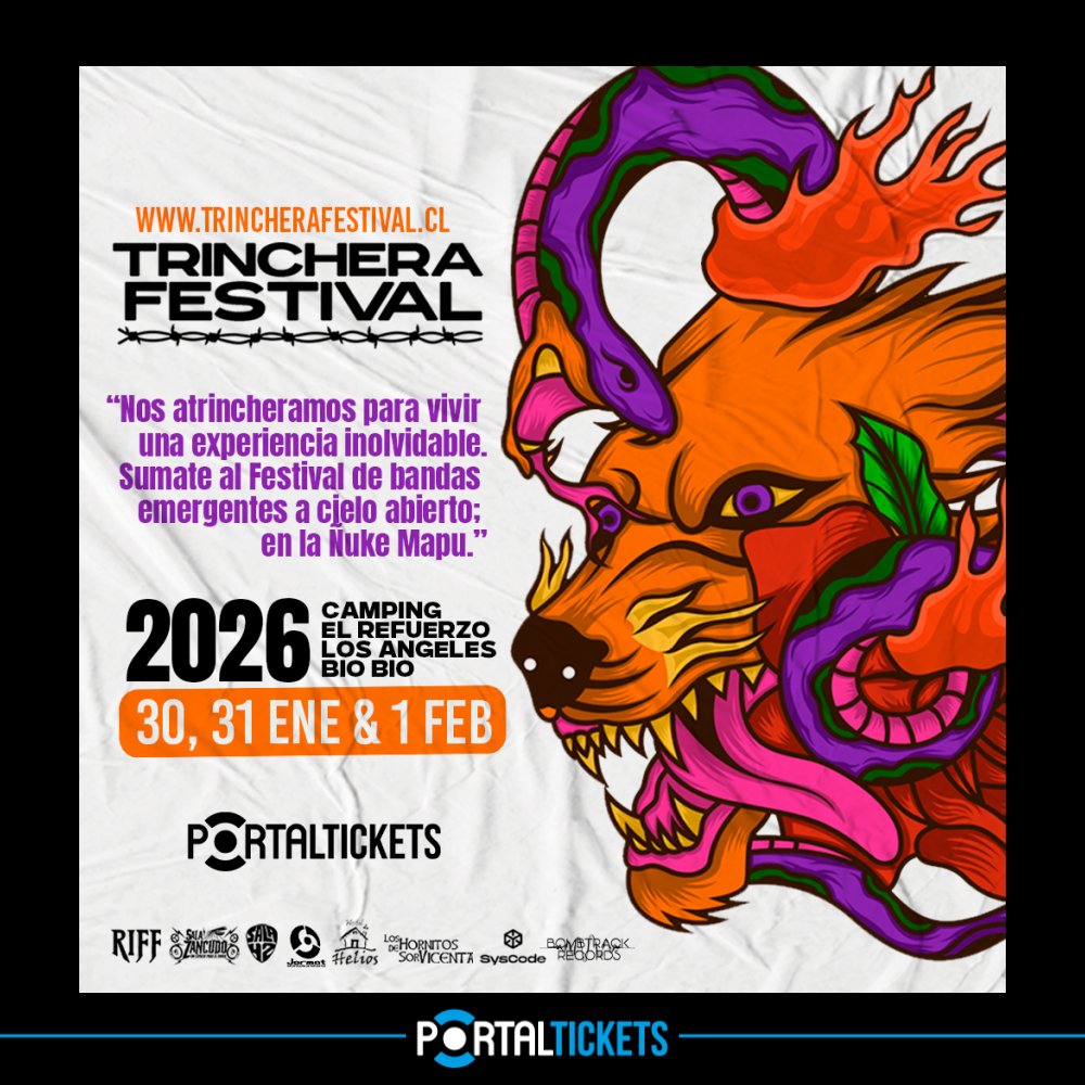 Flyer TRINCHERA FESTIVAL 2026 EN CAMPING EL REFUERZO, LOS ÁNGELES