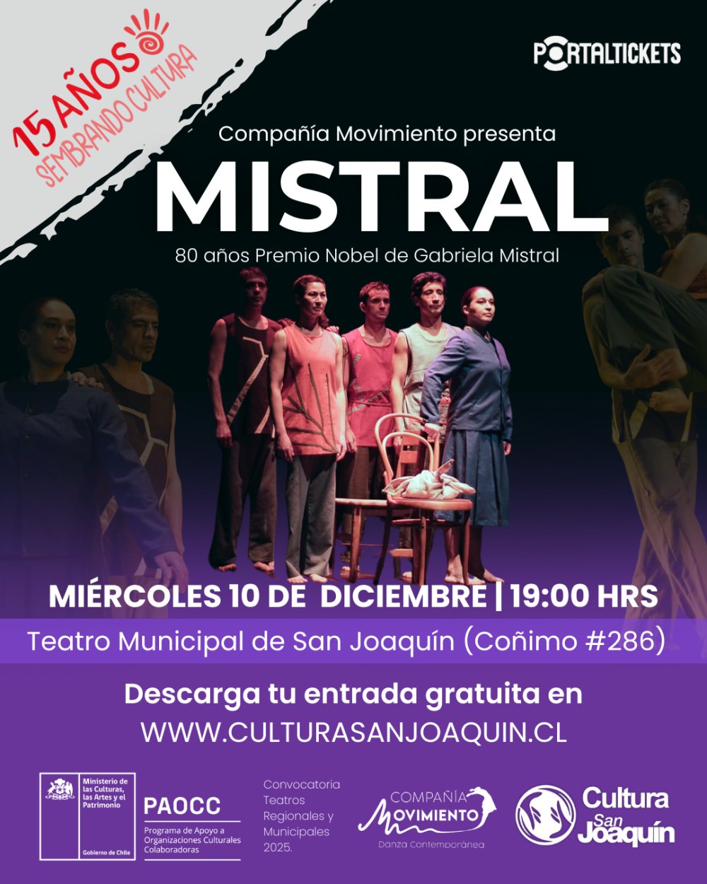Flyer Evento MISTRAL EN TEATRO MUNICIPAL DE SAN JOAQUÍN