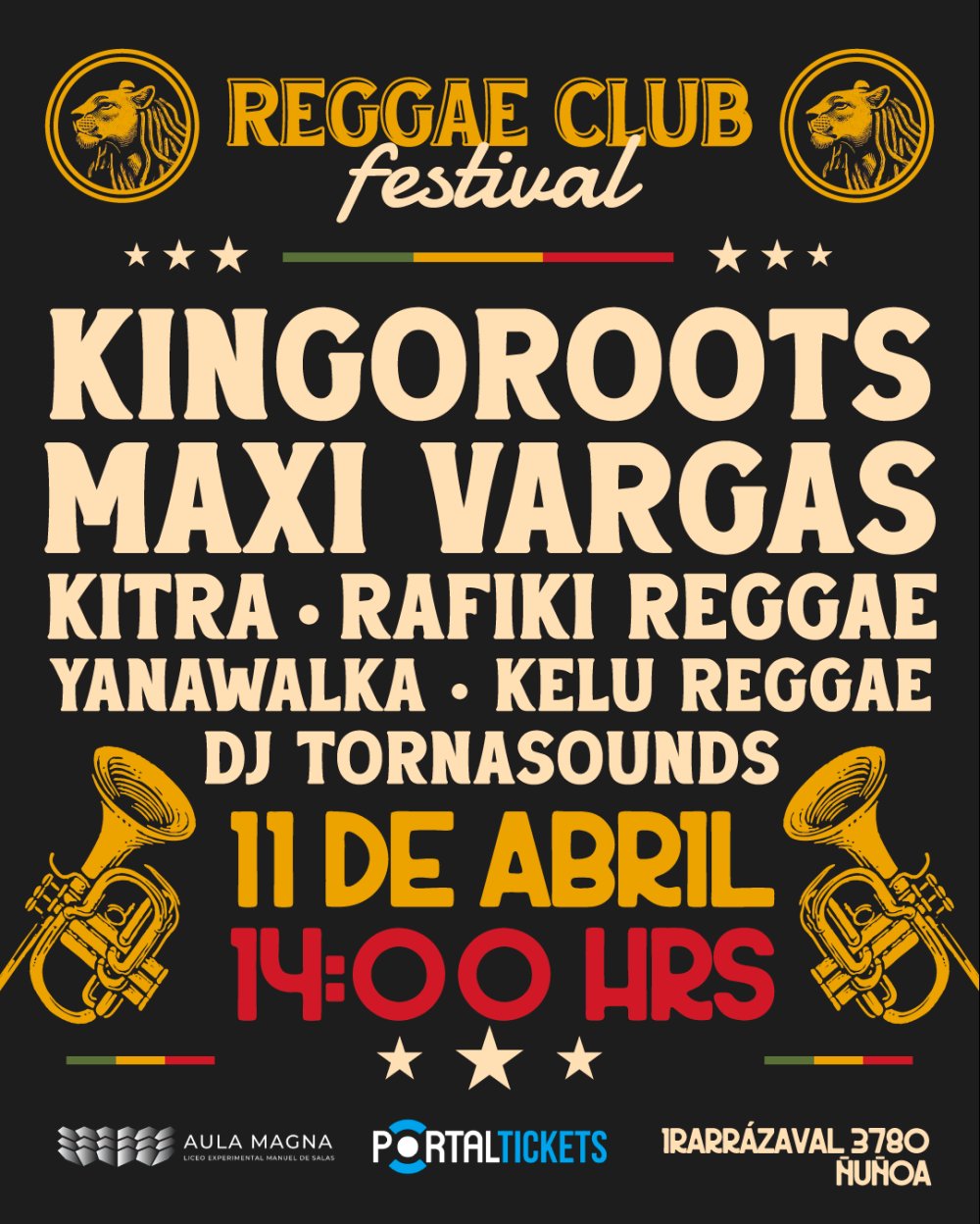 Flyer REGGAE CLUB FESTIVAL 2026 AULA MAGNA MANUEL DE SALAS
