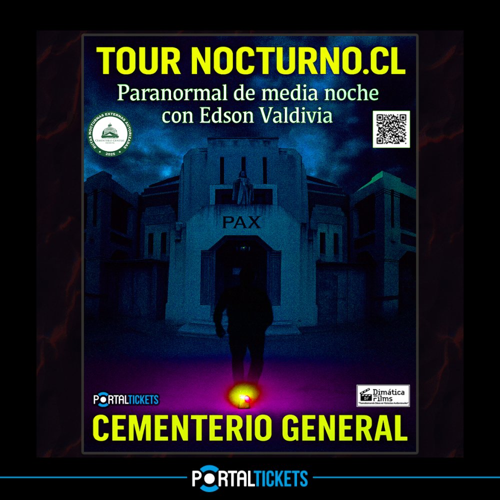 Flyer Evento TOUR NOCTURNO EN CEMENTERIO GENERAL PREMIUM: PARANORMAL DE MEDIA NOCHE CON EDSON VALDIVIA - SABADO 13 DE DICIEMBRE 23:00 HORAS