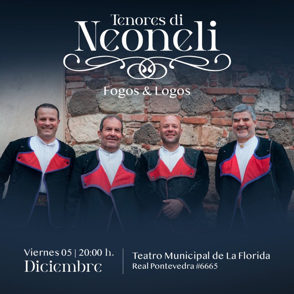 Flyer Evento TENORES DI NEONELI EN TEATRO MUNICIPAL DE LA FLORIDA