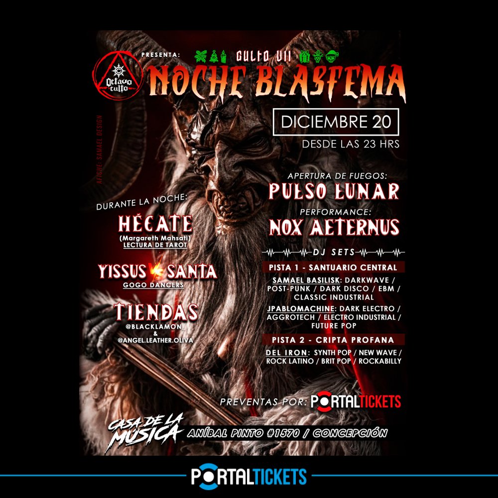 Flyer NOCHE BLASFEMA EN CASA DE LA MÚSICA, CONCEPCIÓN