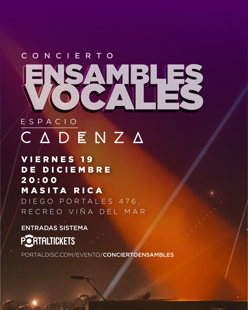 Flyer CONCIERTO DE ENSAMBLES VOCALES ESPACIO CADENZA, VIÑA DEL MAR