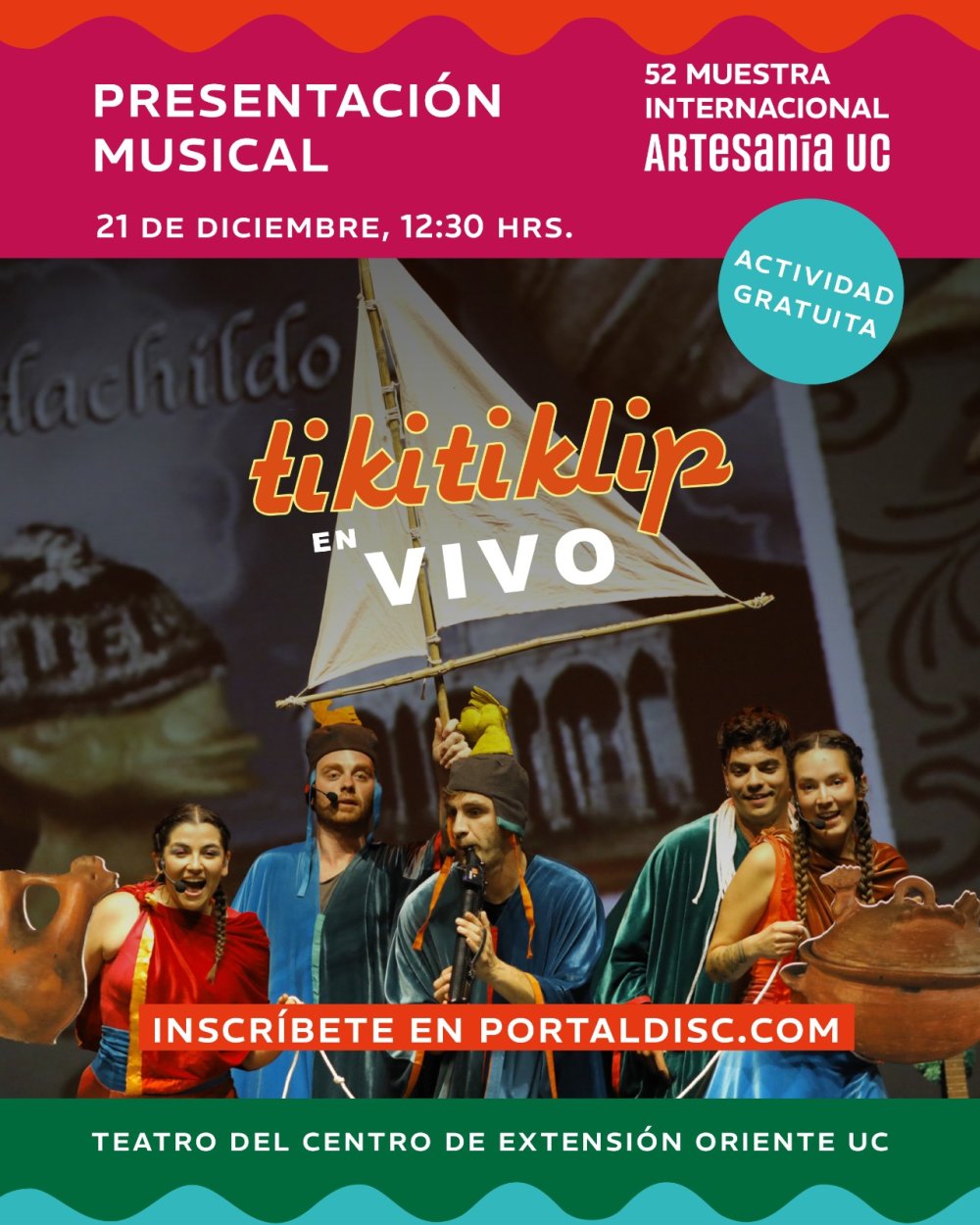 Flyer 52ª MUESTRA INTERNACIONAL DE ARTESANÍA UC EN CENTRO DE EXTENSIÓN CAMPUS ORIENTE