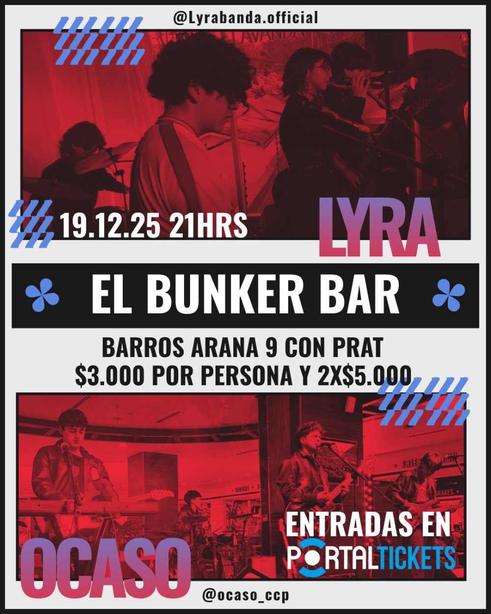 Flyer LYRA + OCASO EN BUNKER BAR, CONCEPCIÓN