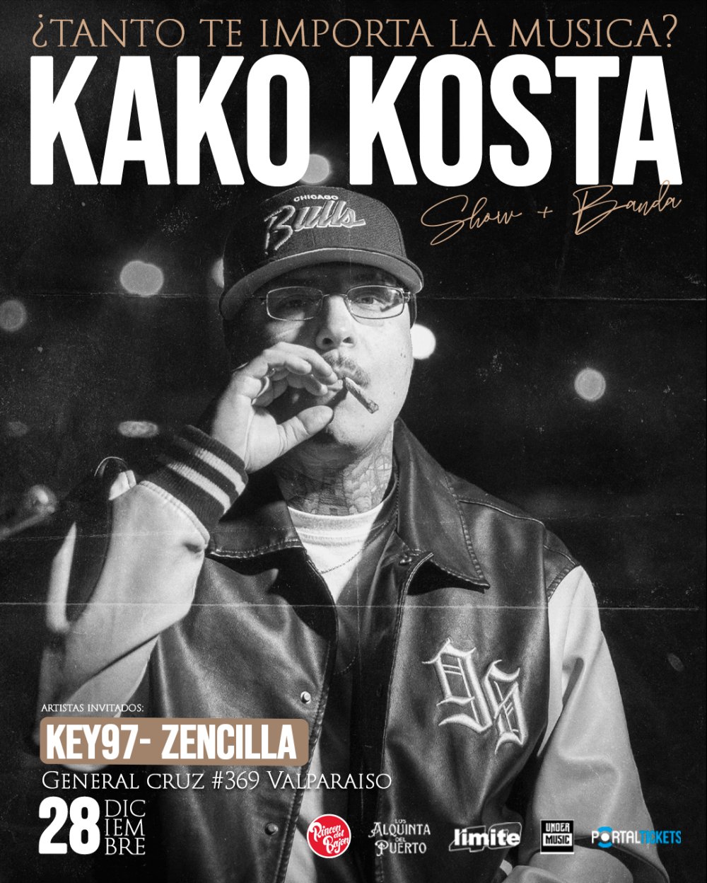 Flyer KAKO KOSTA LANZAMIENTO DE ÁLBUM EN LOS ALQUINTA DEL PUERTO, VALPARAÍSO
