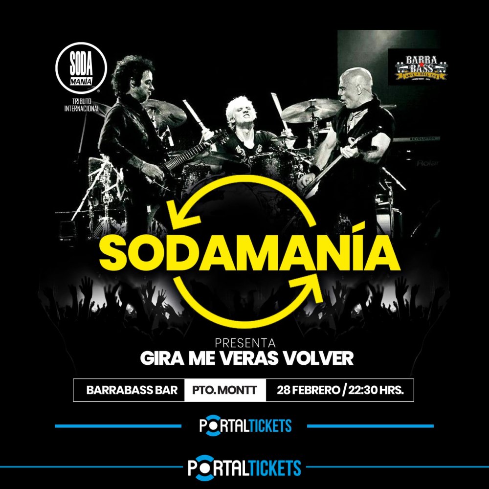 Flyer TRIBUTO A SODA STEREO EN BARRABASS, PUERTO MONTT