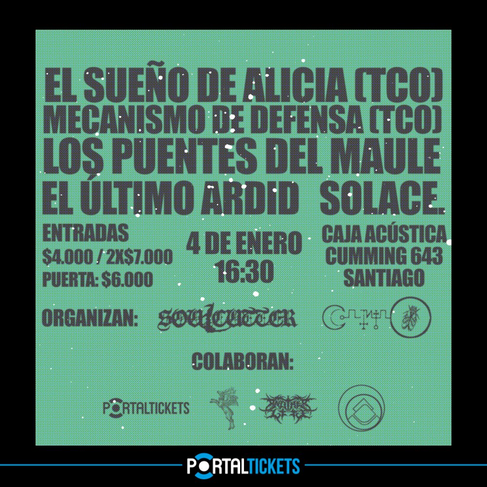 Flyer EL SUEÑO DE ALICIA + MECANISMO DE DEFENSA EN CAJACÚSTICA, SANTIAGO