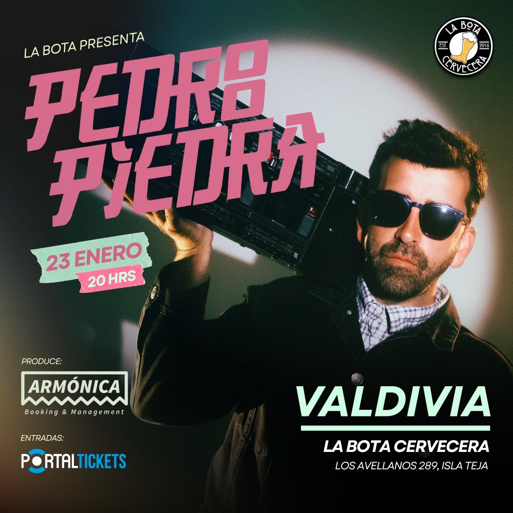 Flyer PEDROPIEDRA EN LA BOTA CERVECERA, VALDIVIA