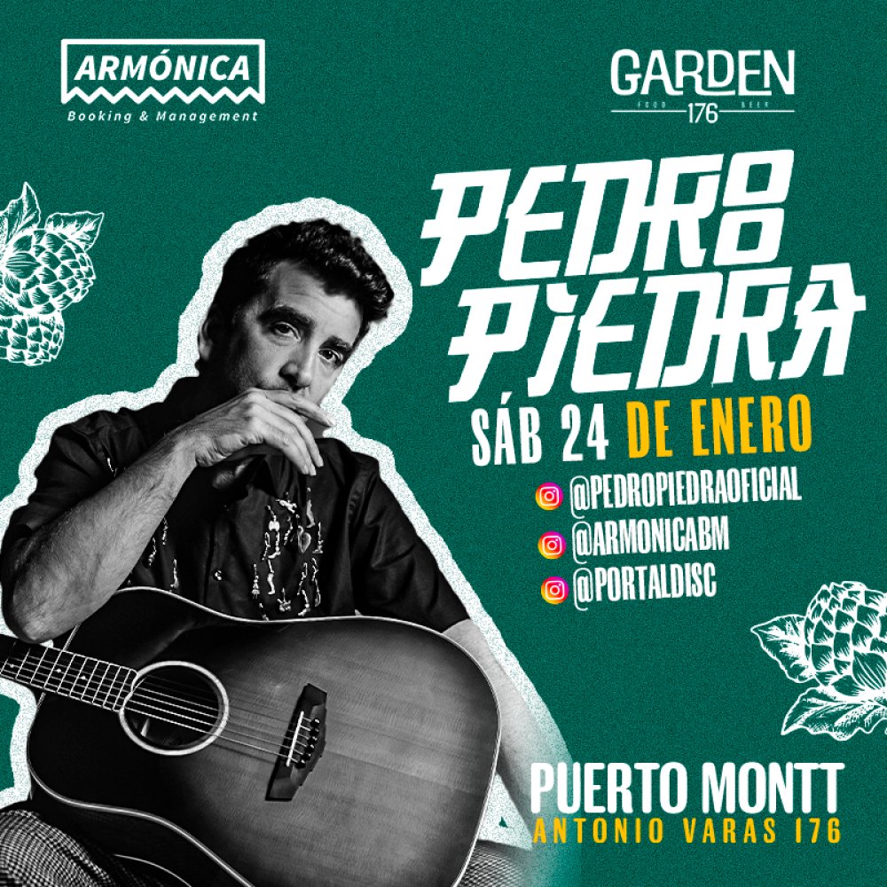 Flyer PEDROPIEDRA EN GARDEN BAR, PUERTO MONTT