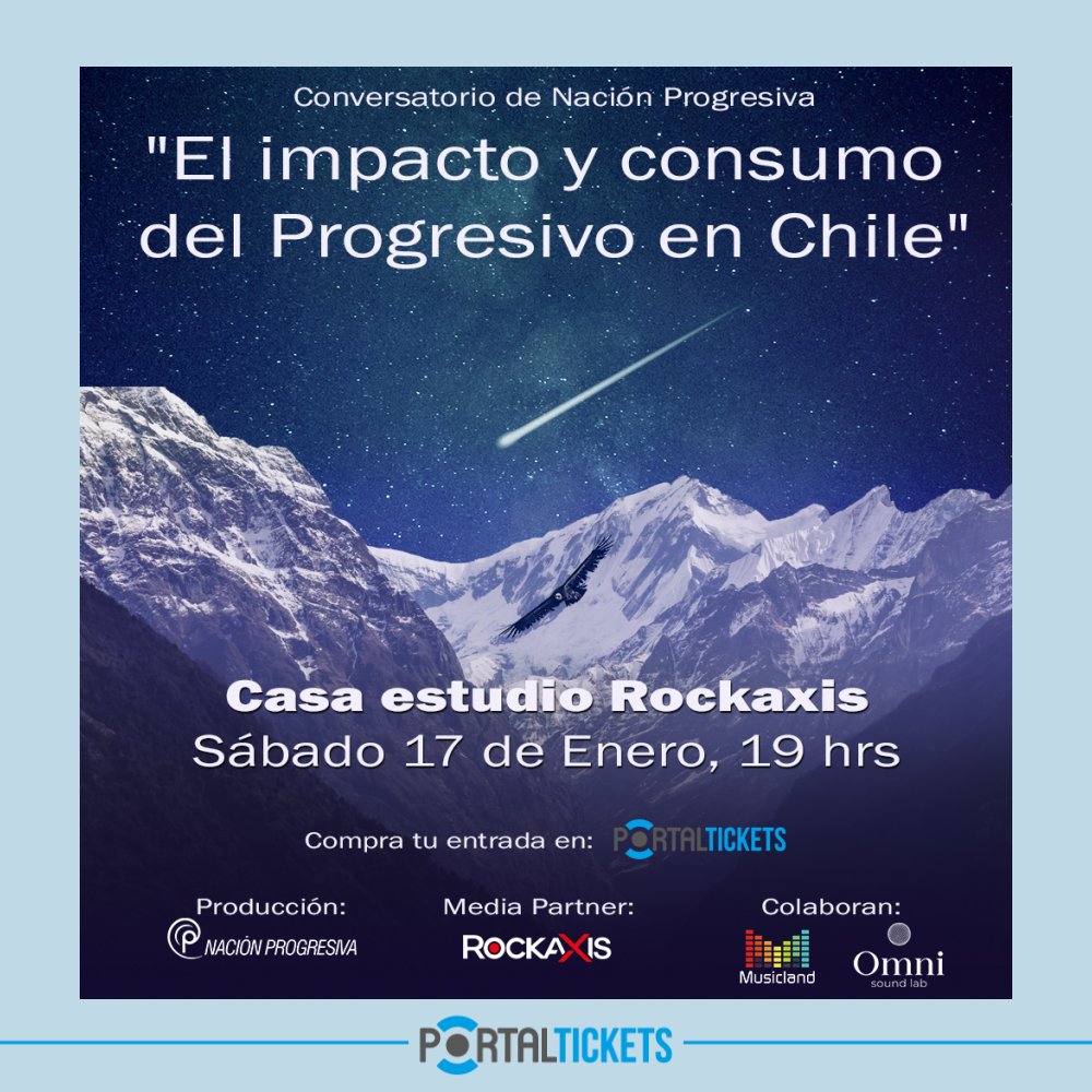Flyer CONVERSATORIO IMPACTO Y CONSUMO DEL PROGRESIVO EN CHILE EN CASA ESTUDIO ROCKAXIS