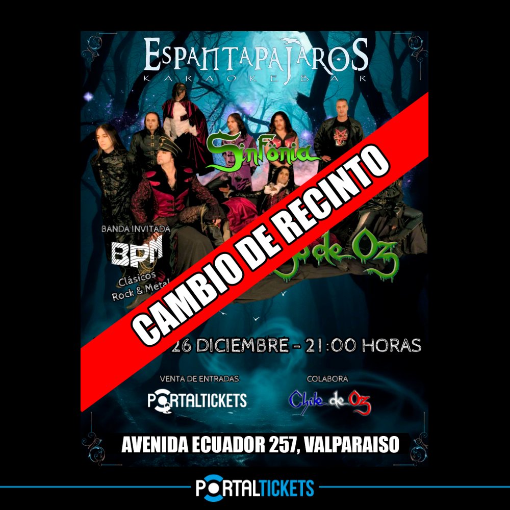 Flyer SINFÖNIA: HOMENAJE A MAGO DE OZ EN CLUB SEGUNDO PISO, VALPARAÍSO