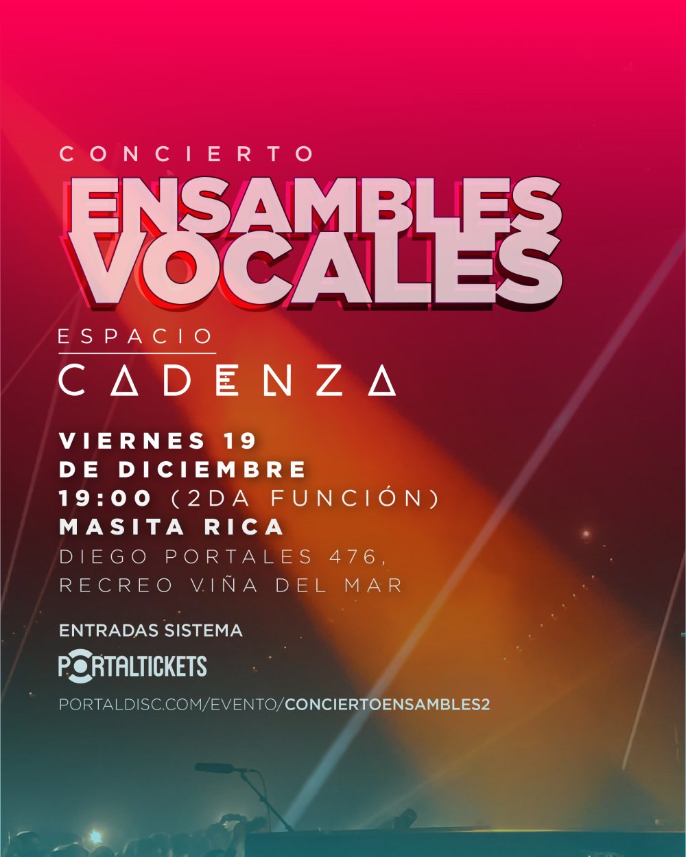 Flyer CONCIERTO DE ENSAMBLES VOCALES ESPACIO CADENZA, VIÑA DEL MAR