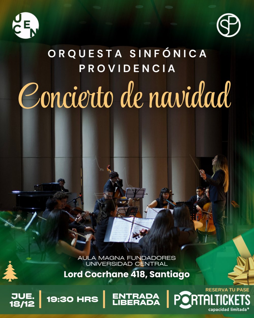 Flyer ORQUESTA SINFÓNICA PROVIDENCIA: CONCIERTO NAVIDEÑO EN AULA MAGNA FUNDADORES
