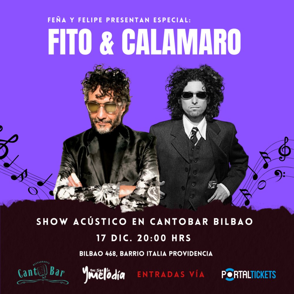 Flyer TRIBUTO A FITO PÁEZ Y ANDRÉS CALAMARO EN CANTO BAR BILBAO