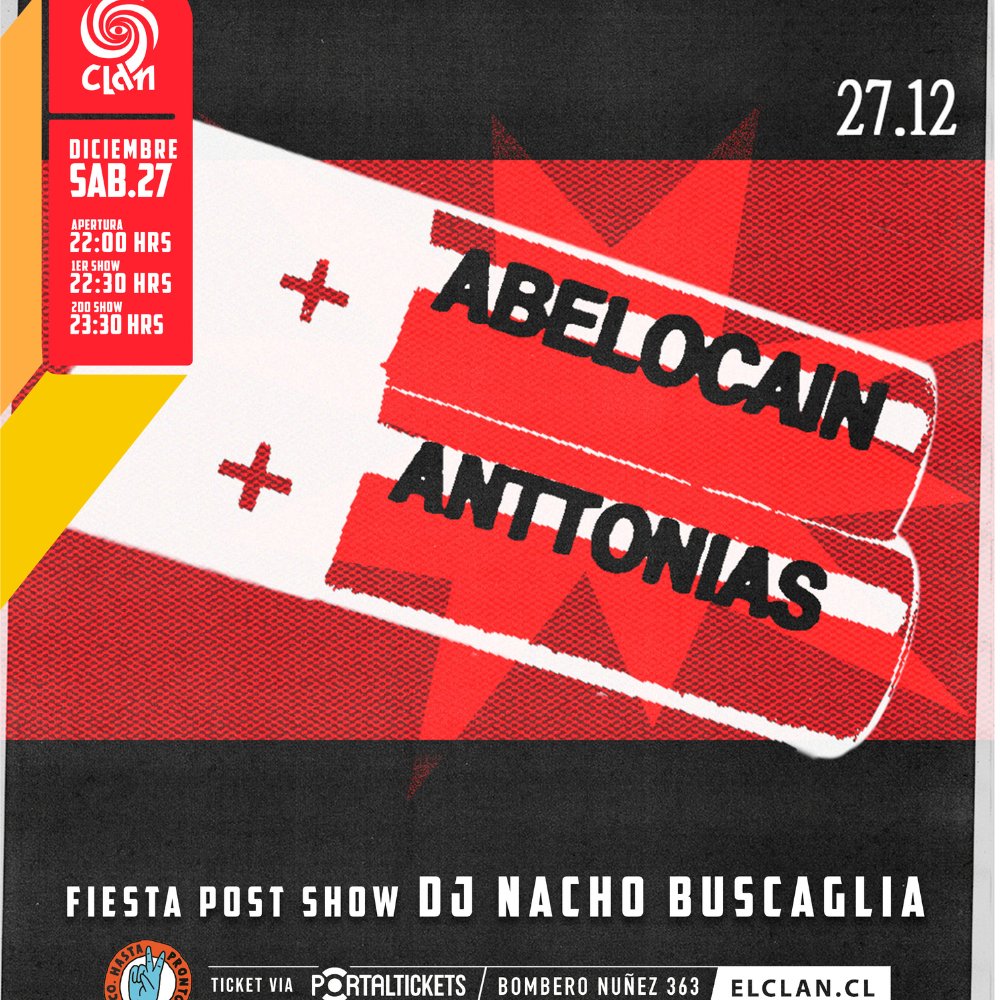 Flyer +AA A PURA PILA: ABELOCAÍN + ANTTONIAS EN BAR EL CLAN