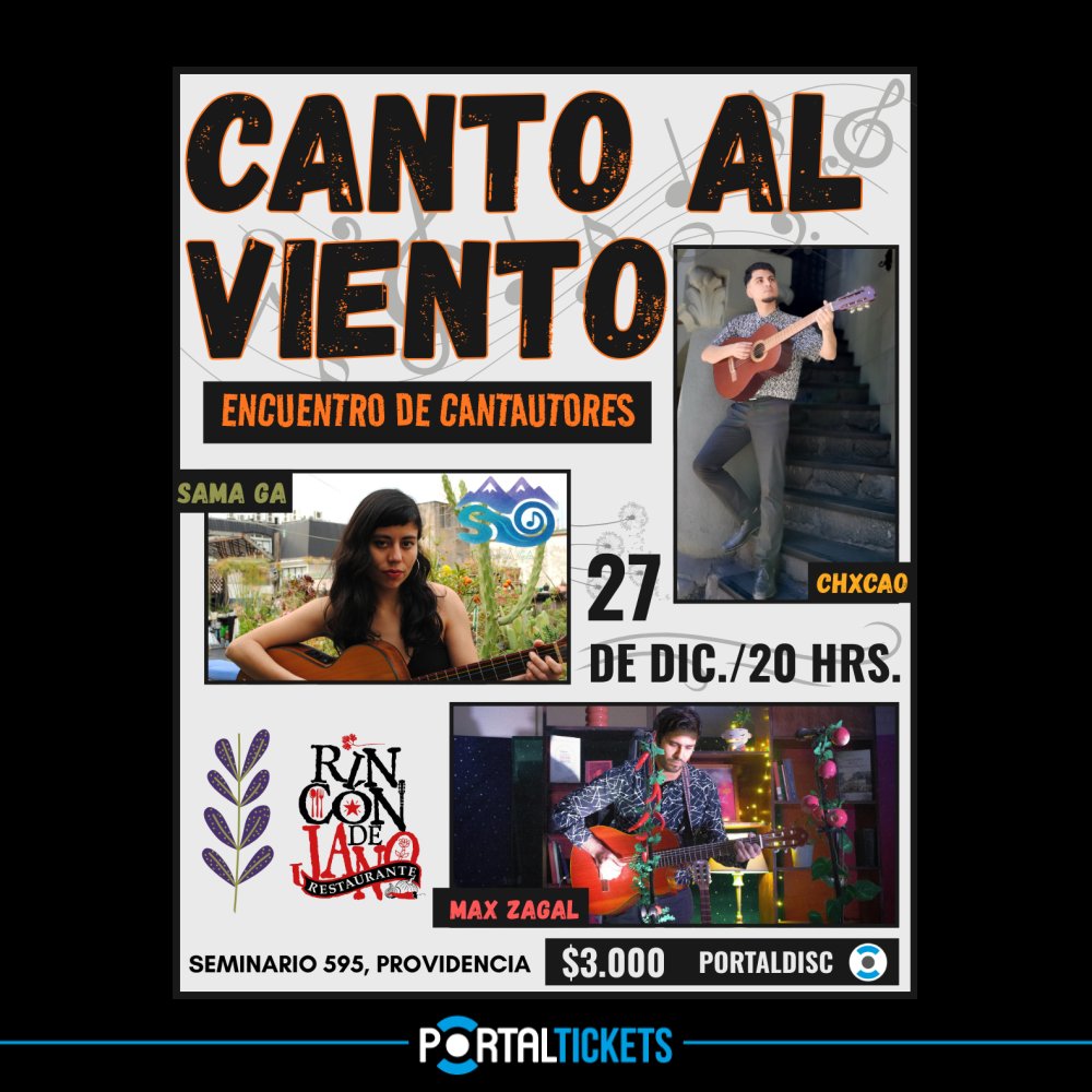 Flyer CANTO AL VIENTO: ENCUENTRO DE CANTAUTORES EN RINCÓN DE JANO