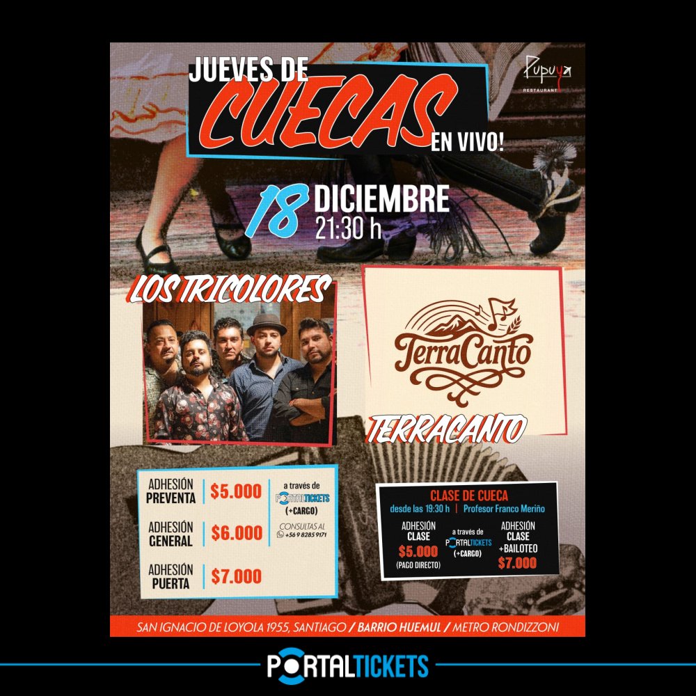 Flyer TERRACANTO + LOS TRICOLORES EN PUPUYA RESTAURANT