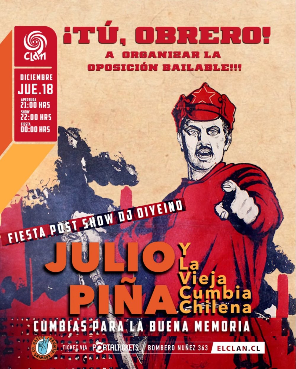 Flyer BAR EN CLAN PRESENTA: JULIO PIÑA Y LA VIEJA CUMBIA