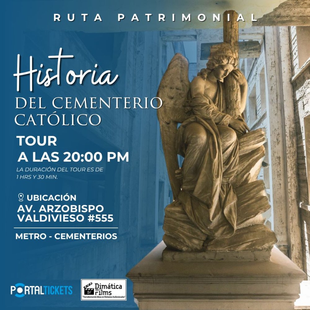Imagen del evento: TOUR PATRIMONIAL EN EL CEMENTERIO CATÓLICO - HISTORIA DEL CEMENTERIO CATOLICO -  VIERNES 30 DE ENERO DE 2026 - 20:15 HORAS