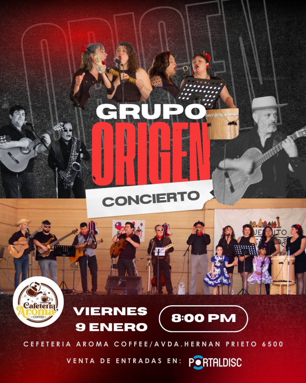 GRUPO ORIGEN EN VIVO EN CAFÉ AROMAS, PIRQUE