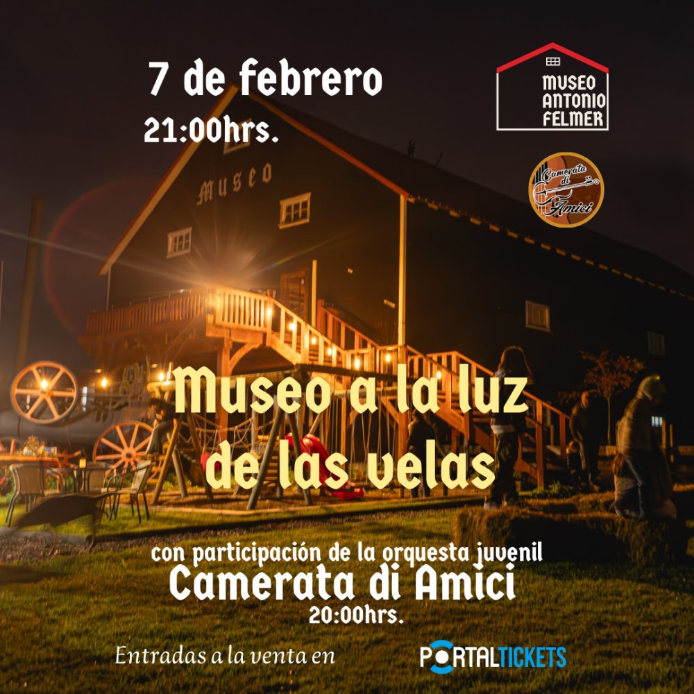 Imagen del evento: MUSEO A LA LUZ DE LAS VELAS EN MUSEO ANTONIO FELMER DE PUERTO VARAS -  7 DE FEBRERO DE 2026, 21:00 HORAS