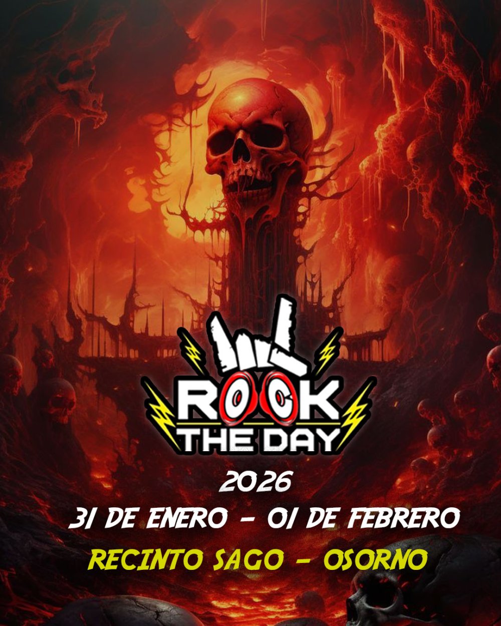 Flyer ROCK THE DAY 2026 EN RECINTO SAGO, OSORNO