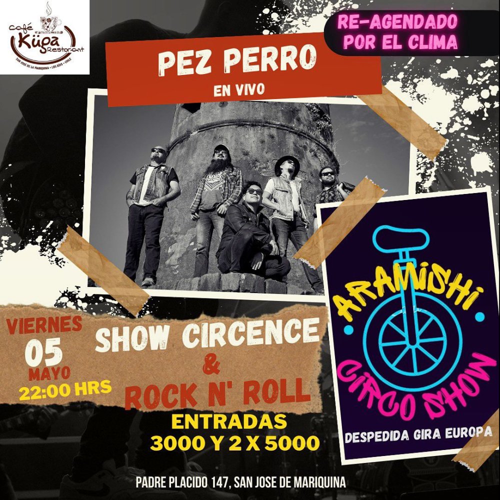 Flyer Evento GRAN NOCHE DE CIRCO Y ROCK AND ROLL EN KUGA BAR