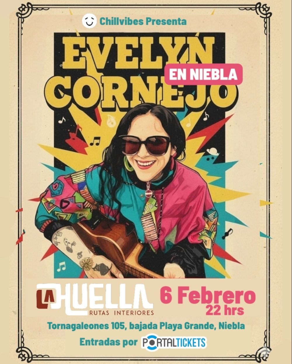 Flyer EVELYN CORNEJO EN NIEBLA - LA HUELLA
