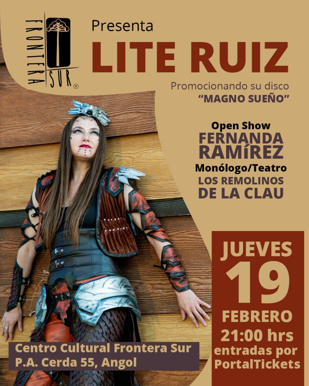 Imagen del evento: LITE RUIZ PRESENTA: MAGNO SUEÑO EN EL CENTRO CULTURAL FRONTERA SUR, ANGOL