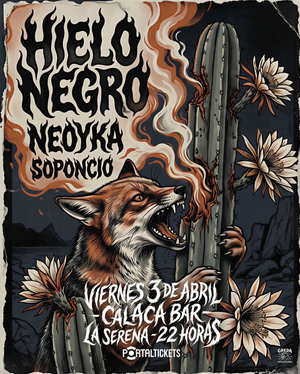 Flyer HIELO NEGRO EN CALACA BAR, LA SERENA