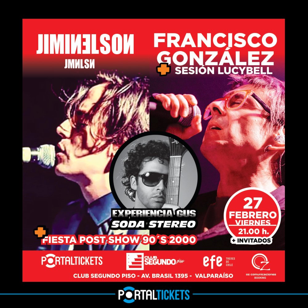 Flyer FRANCISCO GONZALEZ + JIMINELSON EN CLUB SEGUNDO PISO, VALPARAÍSO
