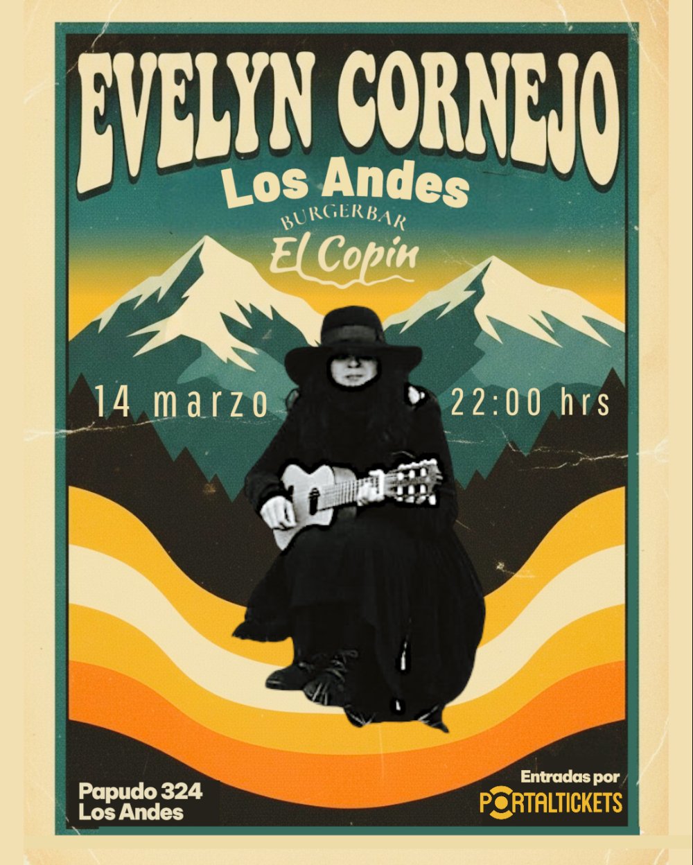 Flyer EVELYN CORNEJO EN LOS ANDES - BURGER BAR EL COPÍN