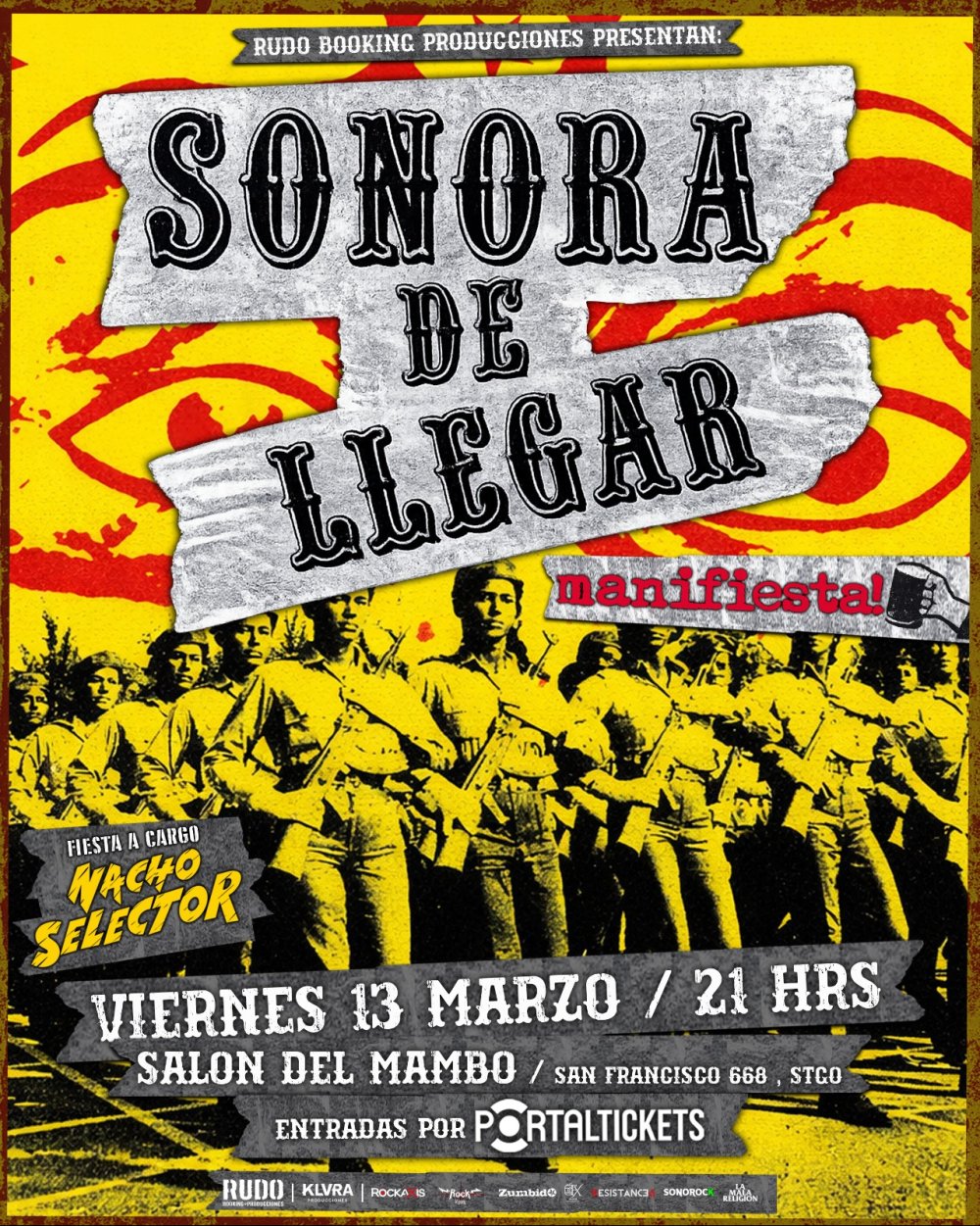 Flyer SONORA DE LLEGAR - MANIFIESTA! EN EL SALÓN DEL MAMBO