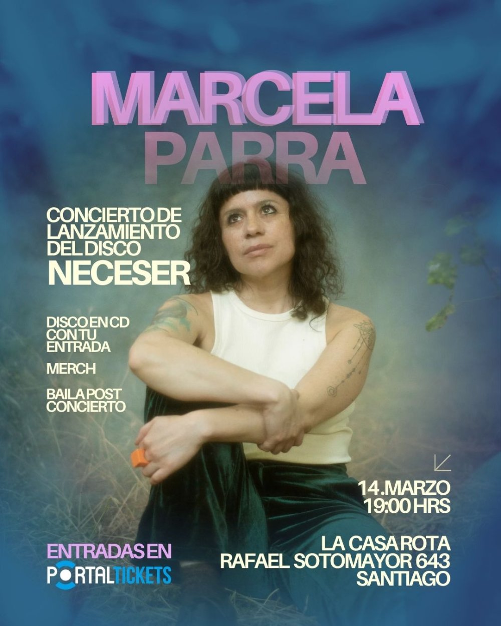 Flyer MARCELA PARRA: LANZAMIENTO DEL DISCO NECESER EN CASA ROTA