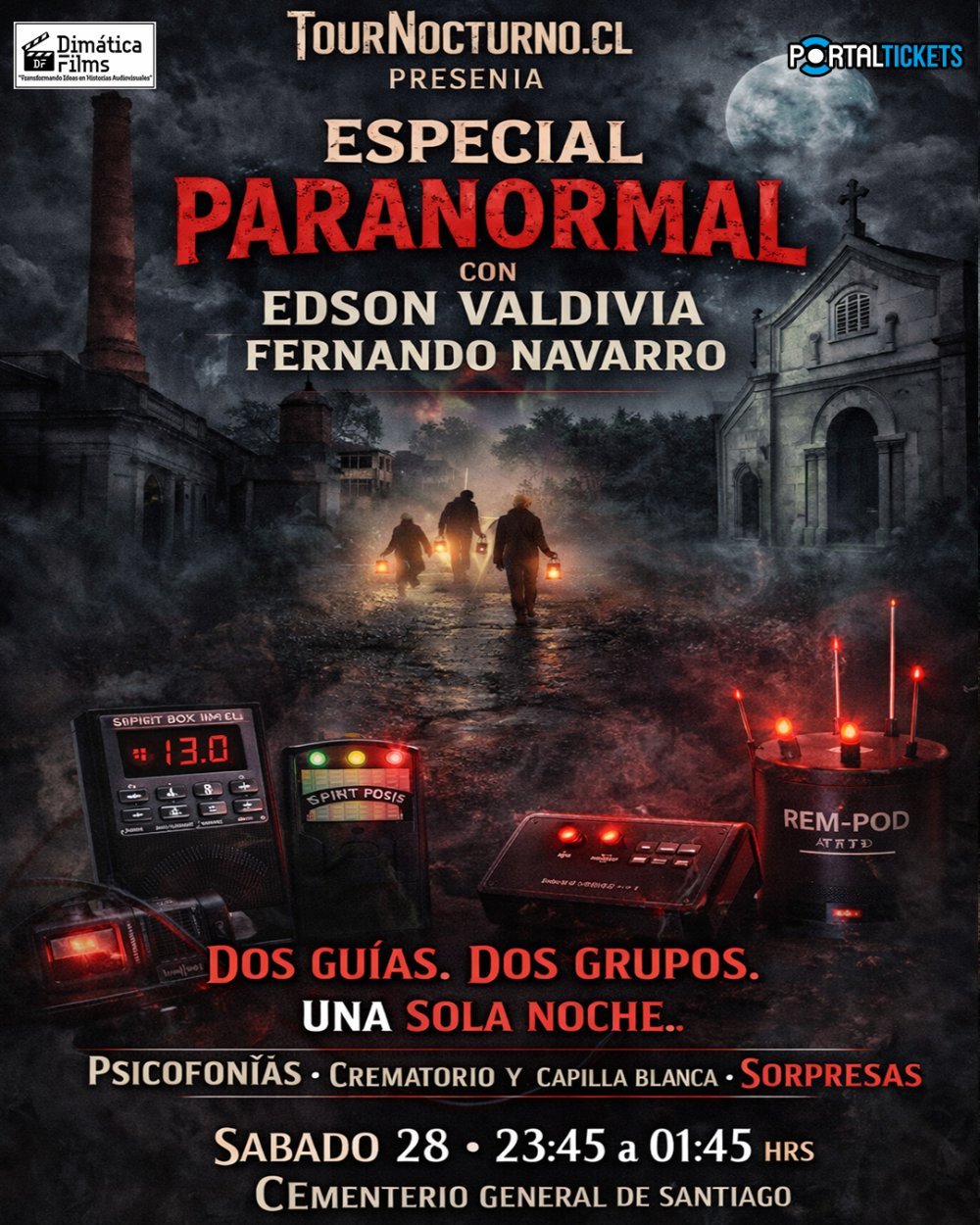 Imagen del evento: TOUR NOCTURNO EN CEMENTERIO GENERAL: ESPECIAL PARANORMAL CON EDSON VALDIVIA Y FERNANDO NAVARRO - SABADO 28 DE MARZO - 23:40 HORAS