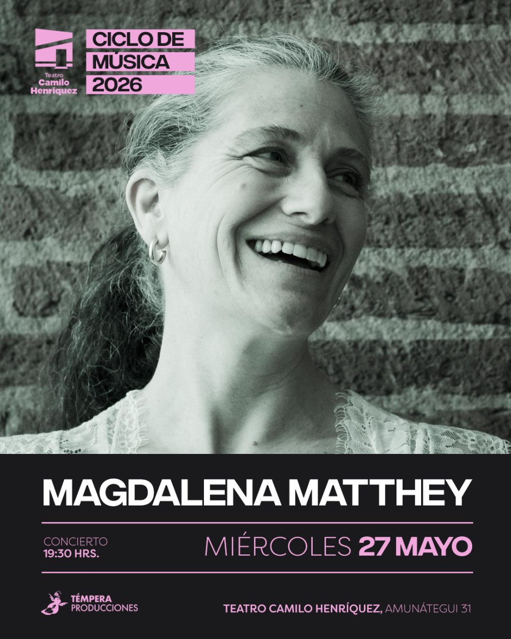 Flyer MAGDALENA MATTHEY - CICLO DE MÚSICA EN EL CAMILO HENRÍQUEZ