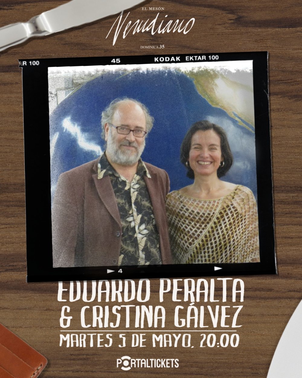 Flyer EDUARDO PERALTA + CRISTINA GÁLVEZ EN EL MESÓN NERUDIANO