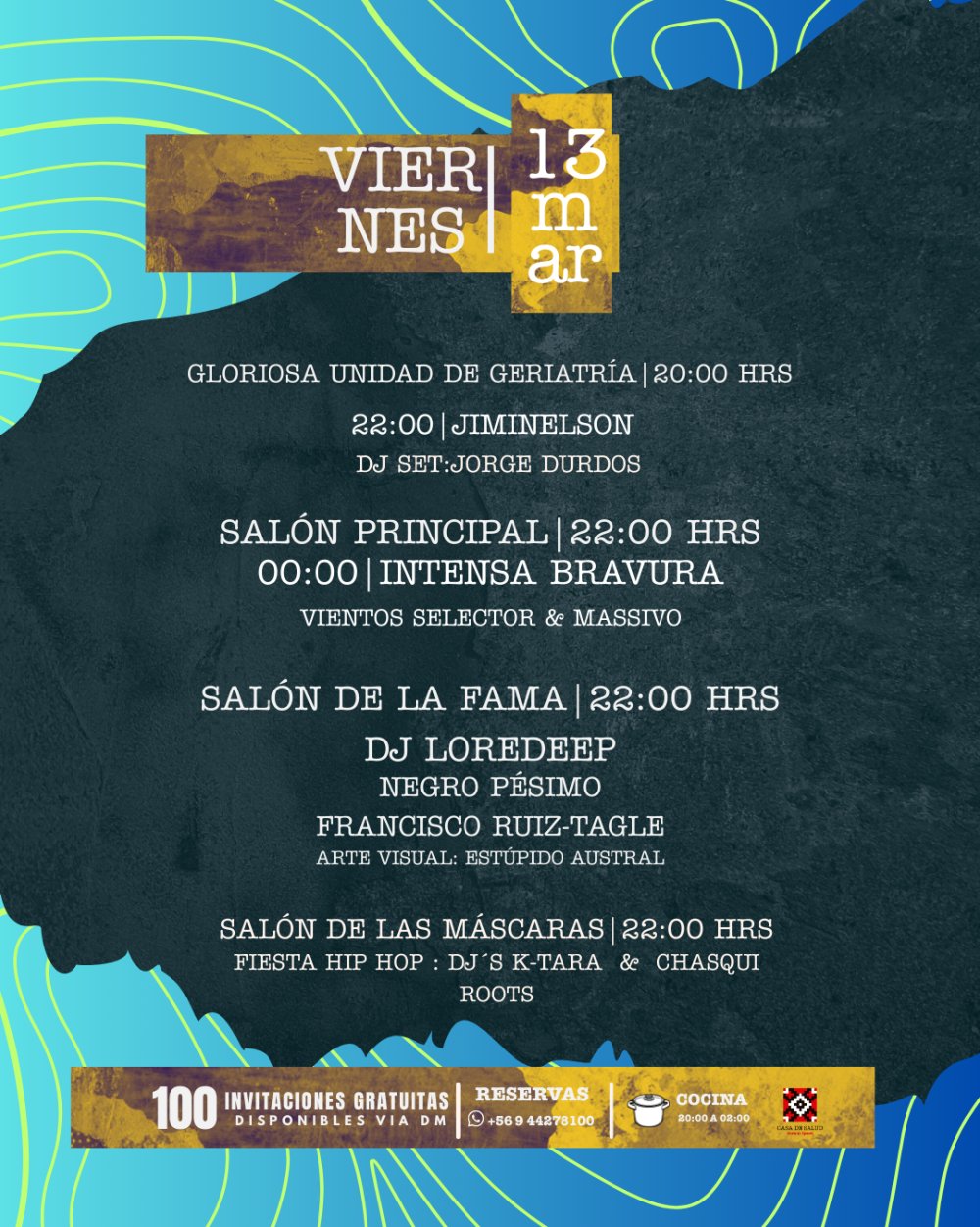 Flyer INVITACIONES VIERNES 13 DE MARZO EN CASA DE SALUD, CONCEPCIÓN