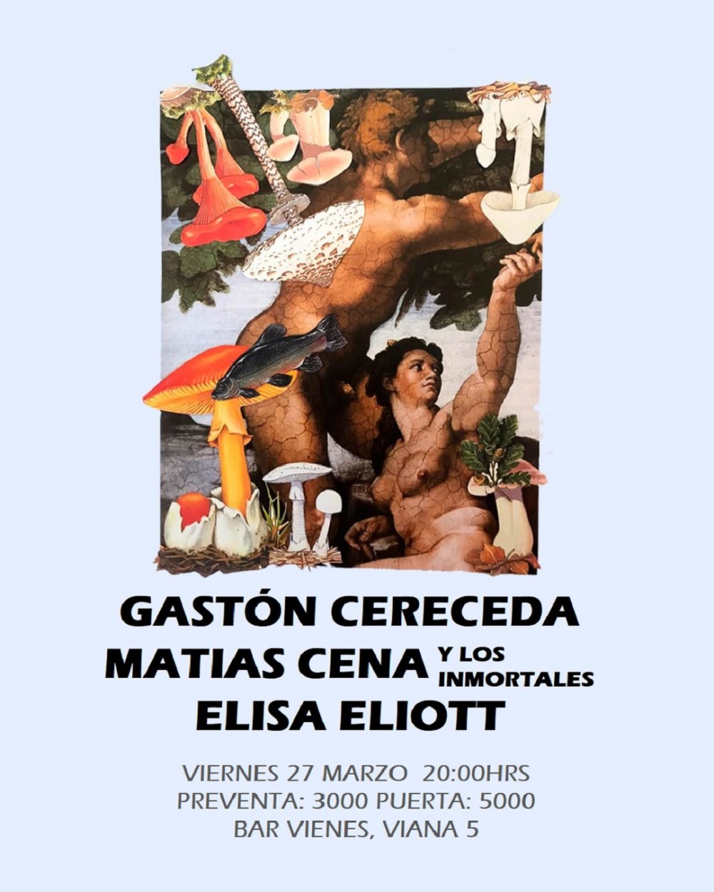 Flyer GASTÓN CERECEDA + ELISA ELLIOTT + MATÍAS CENA EN BAR VIENÉS, VALPARAÍSO