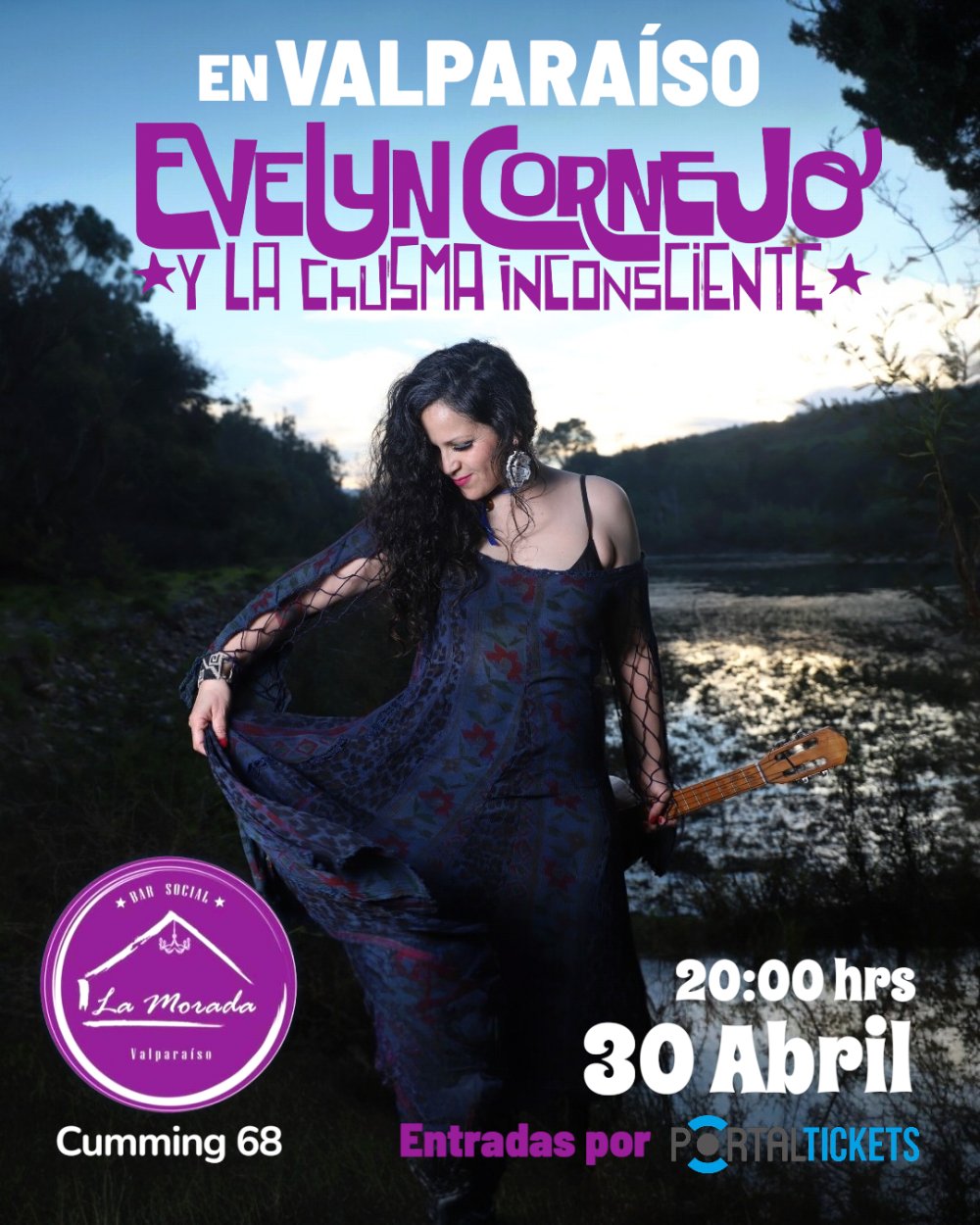 Flyer EVELYN CORNEJO + LA CHUSMA INCONSCIENTE EN VALPARAÍSO - LA MORADA BAR