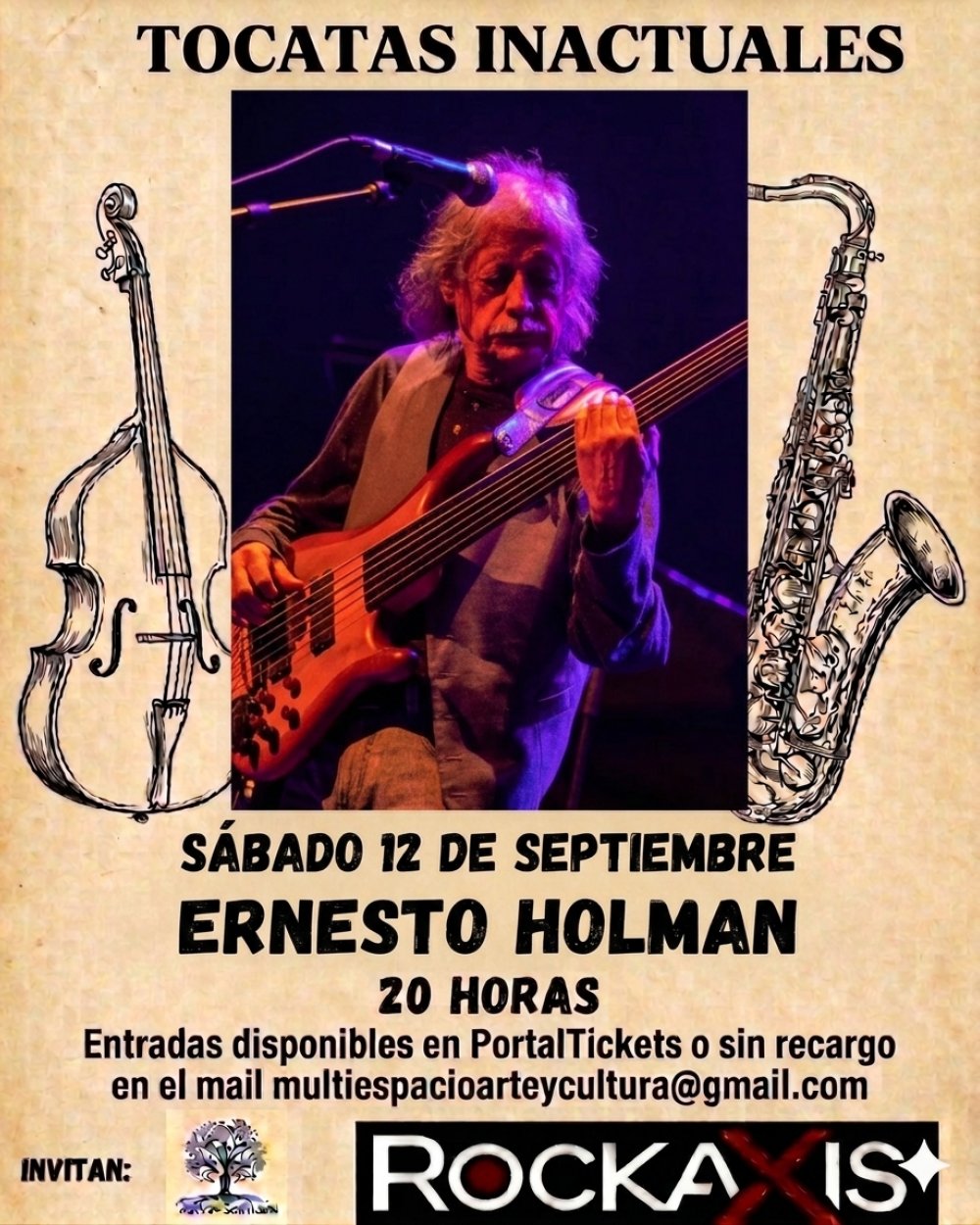 Flyer TOCATAS INACTUALES: ERNESTO HOLMAN EN MULTIESPACIO ARTE Y CULTURA
