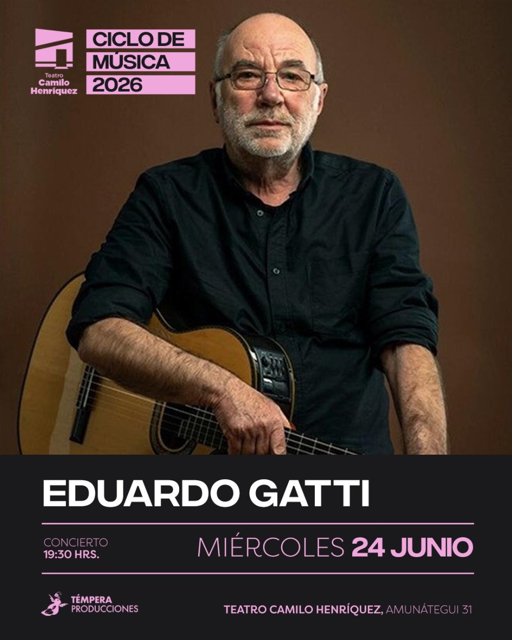 Flyer EDUARDO GATTI - CICLO DE MÚSICA EN EL CAMILO HENRÍQUEZ