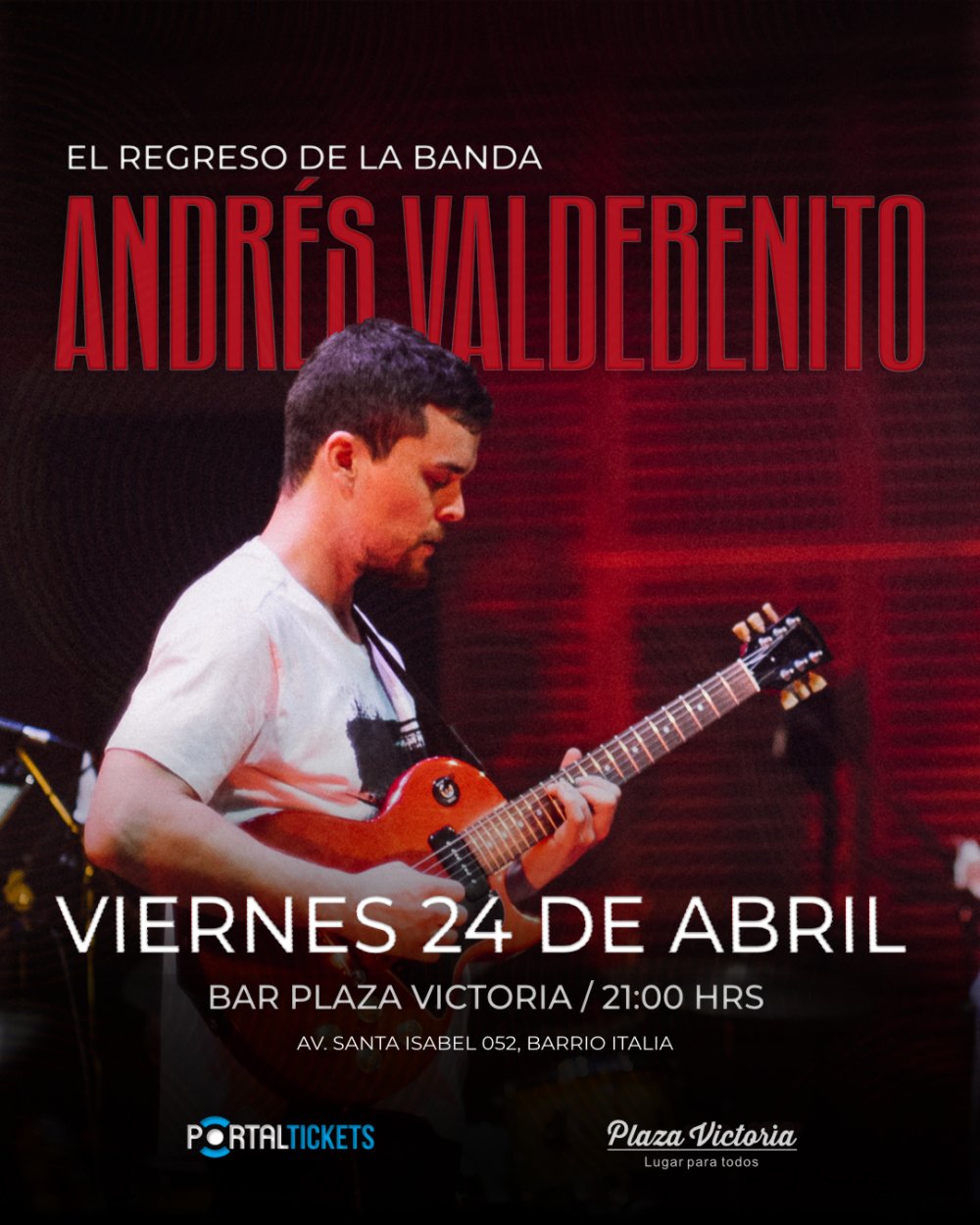 Flyer EL REGRESO: ANDRES VALDEBENITO EN BAR PLAZA VICTORIA