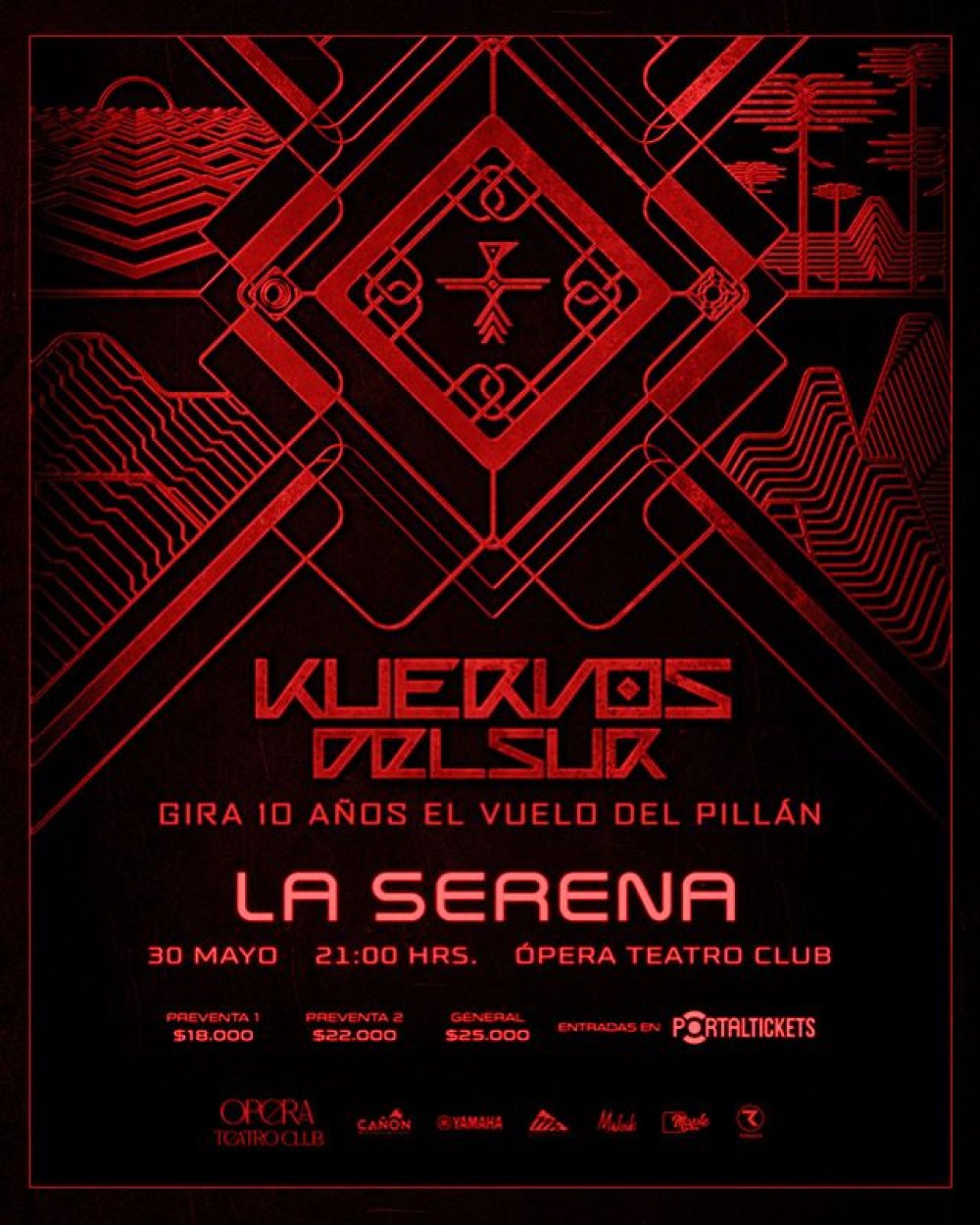 Flyer KUERVOS DEL SUR EN OPERA TEATRO CLUB, LA SERENA
