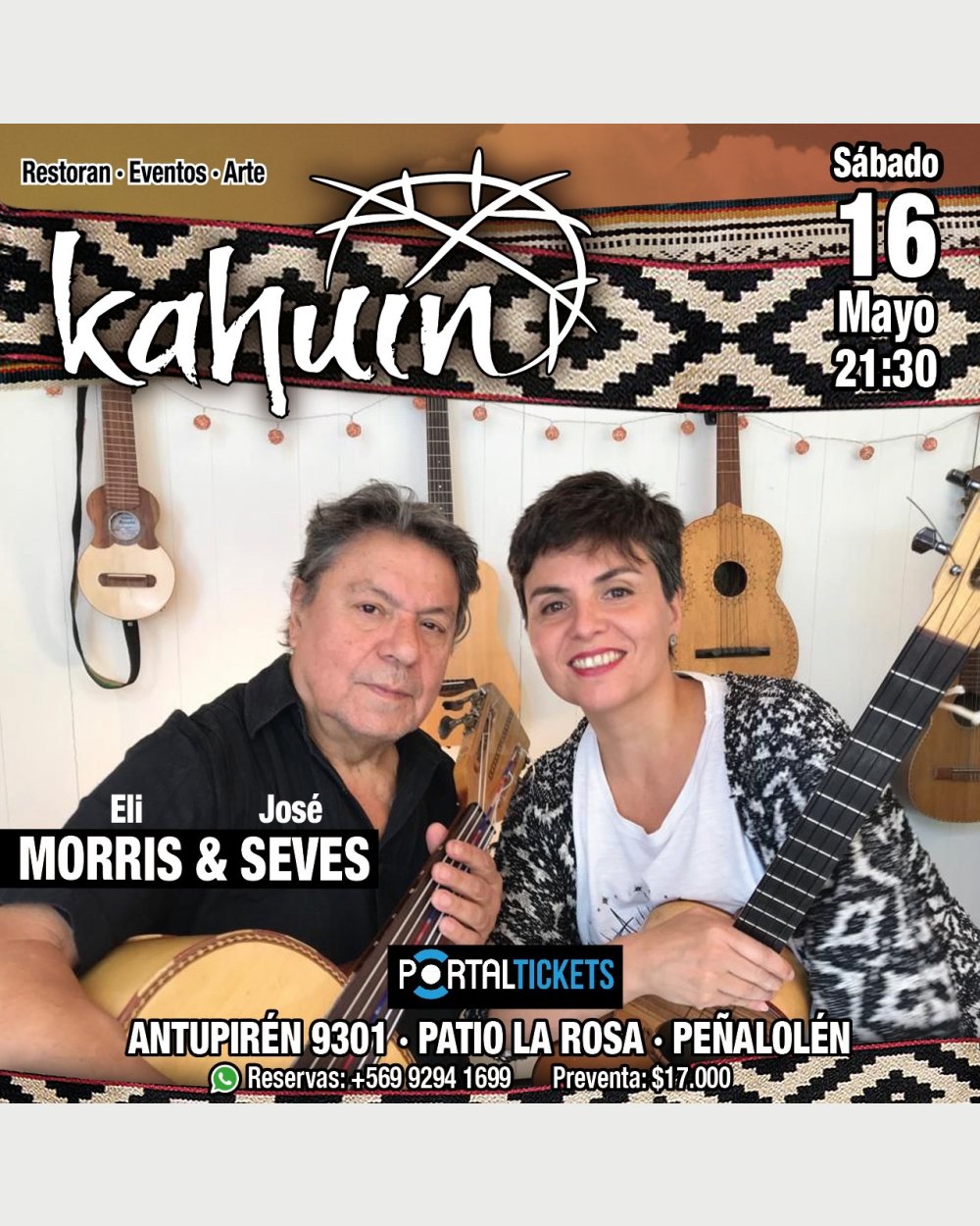 Flyer ELIZABETH MORRIS & JOSÉ SEVES EN EL KAHUIN