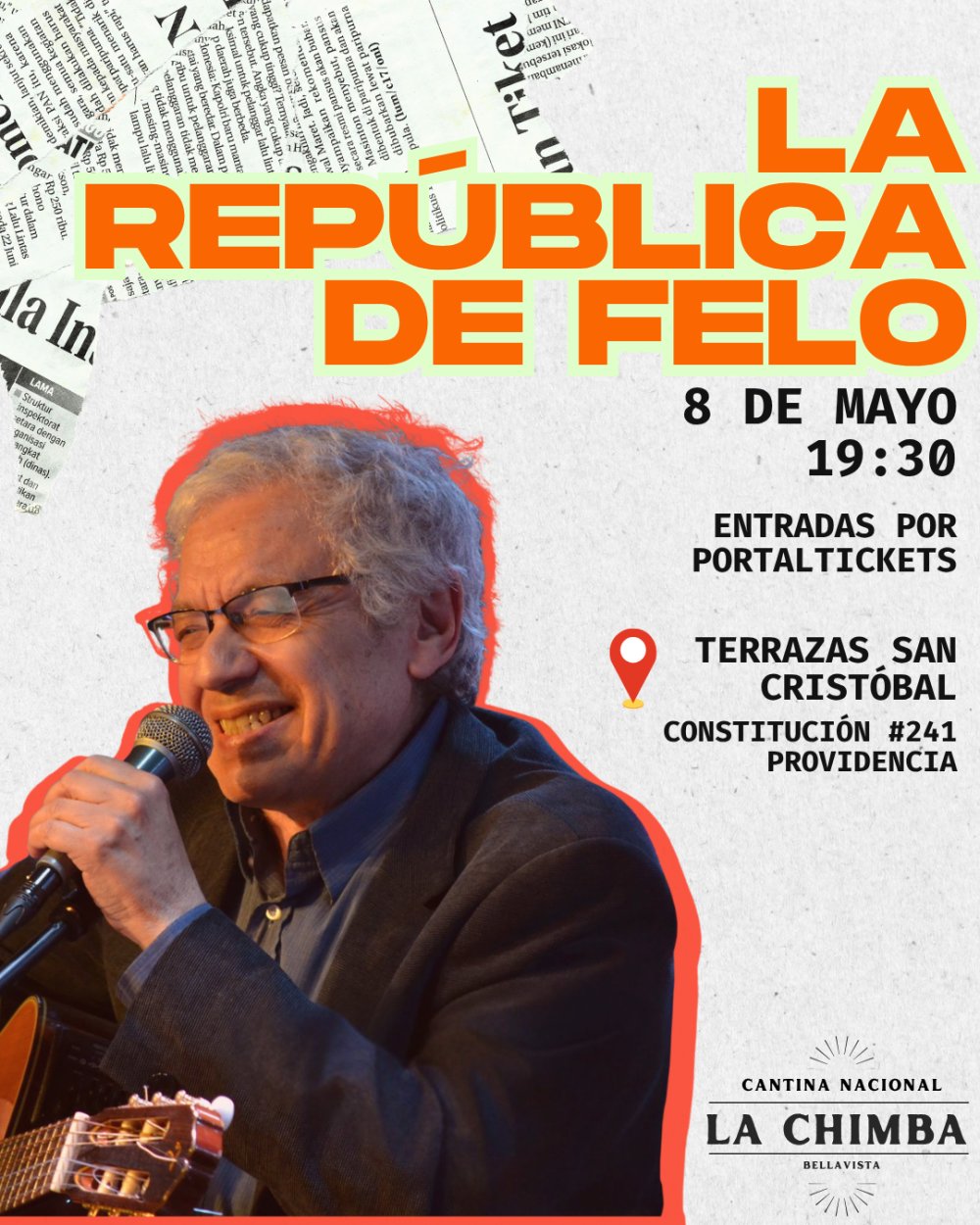 Flyer FELO EN VIVO EN LA CANTINA LA CHIMBA