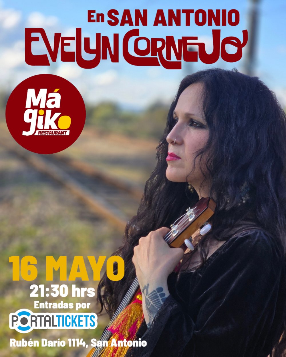 Flyer EVELYN CORNEJO EN SAN ANTONIO - MÁGIKO RESTAURANT