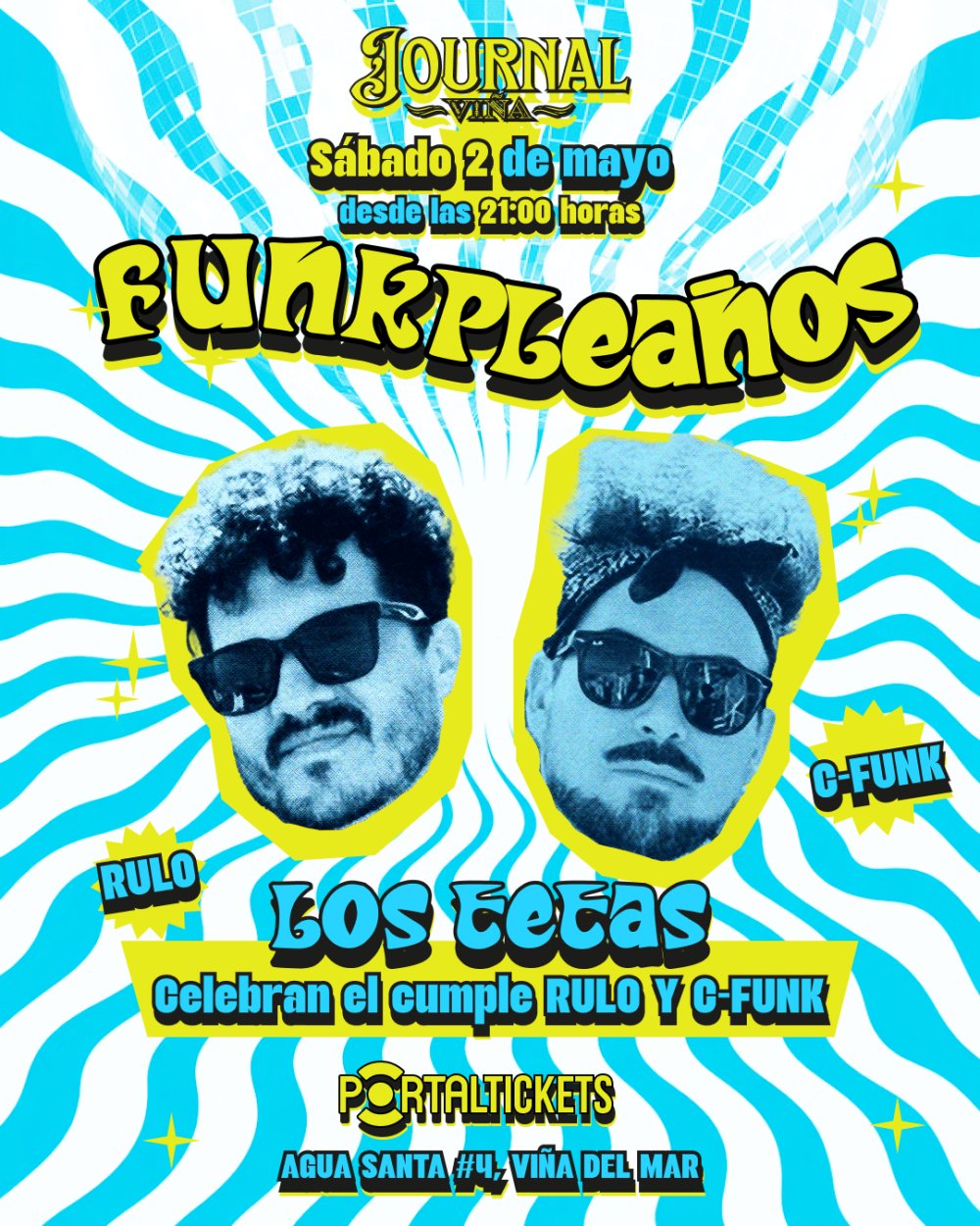 Flyer FUNKPLEAÑOS EN CAFE JOURNAL, VIÑA DEL MAR