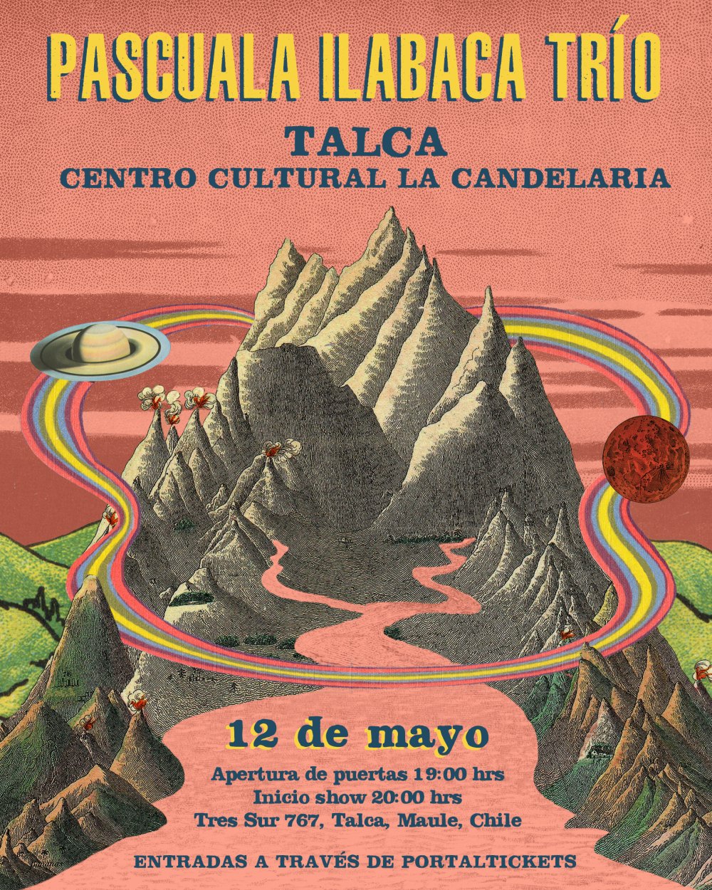 Flyer PASCUALA ILABACA TRIO EN TALCA - CENTRO CULTURAL CANDELARIA